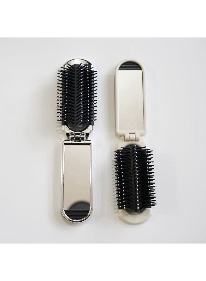 Joudi Two in One Portable Folding Comb Small Smooth Hair Massage Mini Mirror Integrated Comb - Image 5
